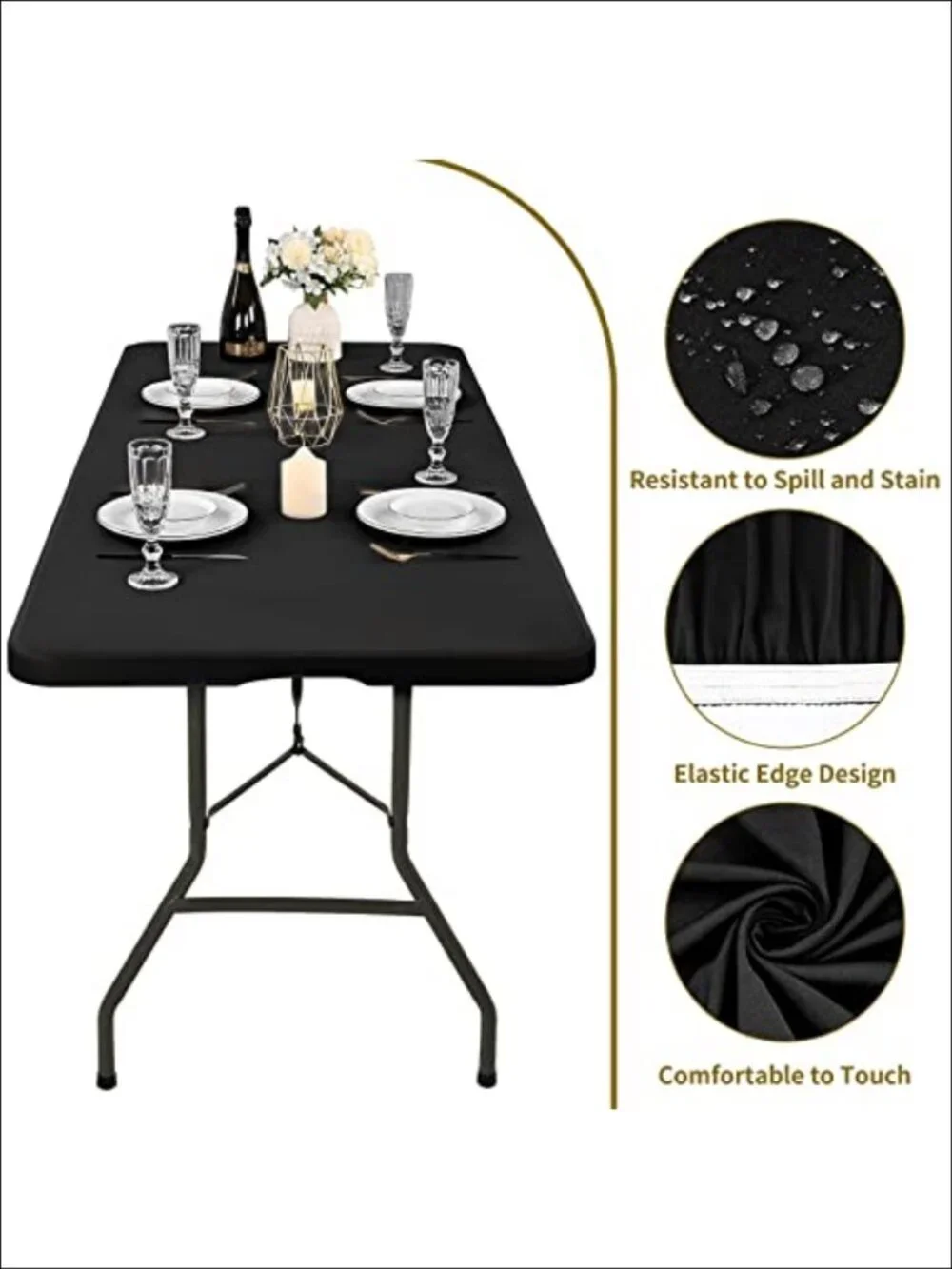 6 Pack Stretch Table Top Cap Cover 30x72 Fitted Tablecloth for Folding Tables